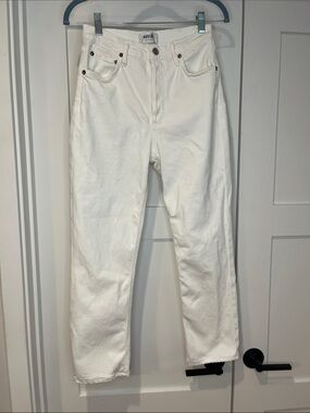 Agolde Riley White Straight-Leg Crop Jeans 27 with stretch
